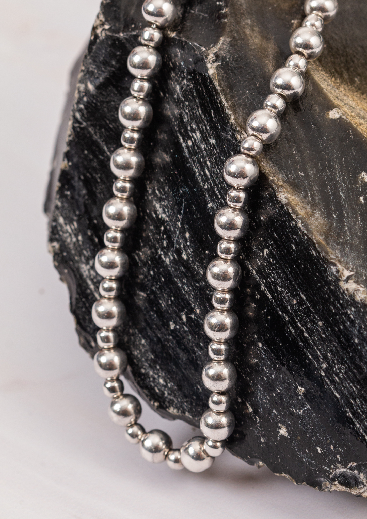 Collar de Plata 925 con Esferas Alternadas de Dos Tamaños