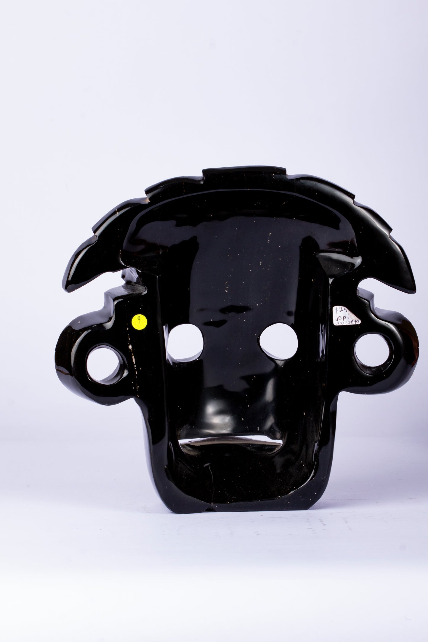 Máscara Cráneo Guerrero – Obsidiana Negra Pulida