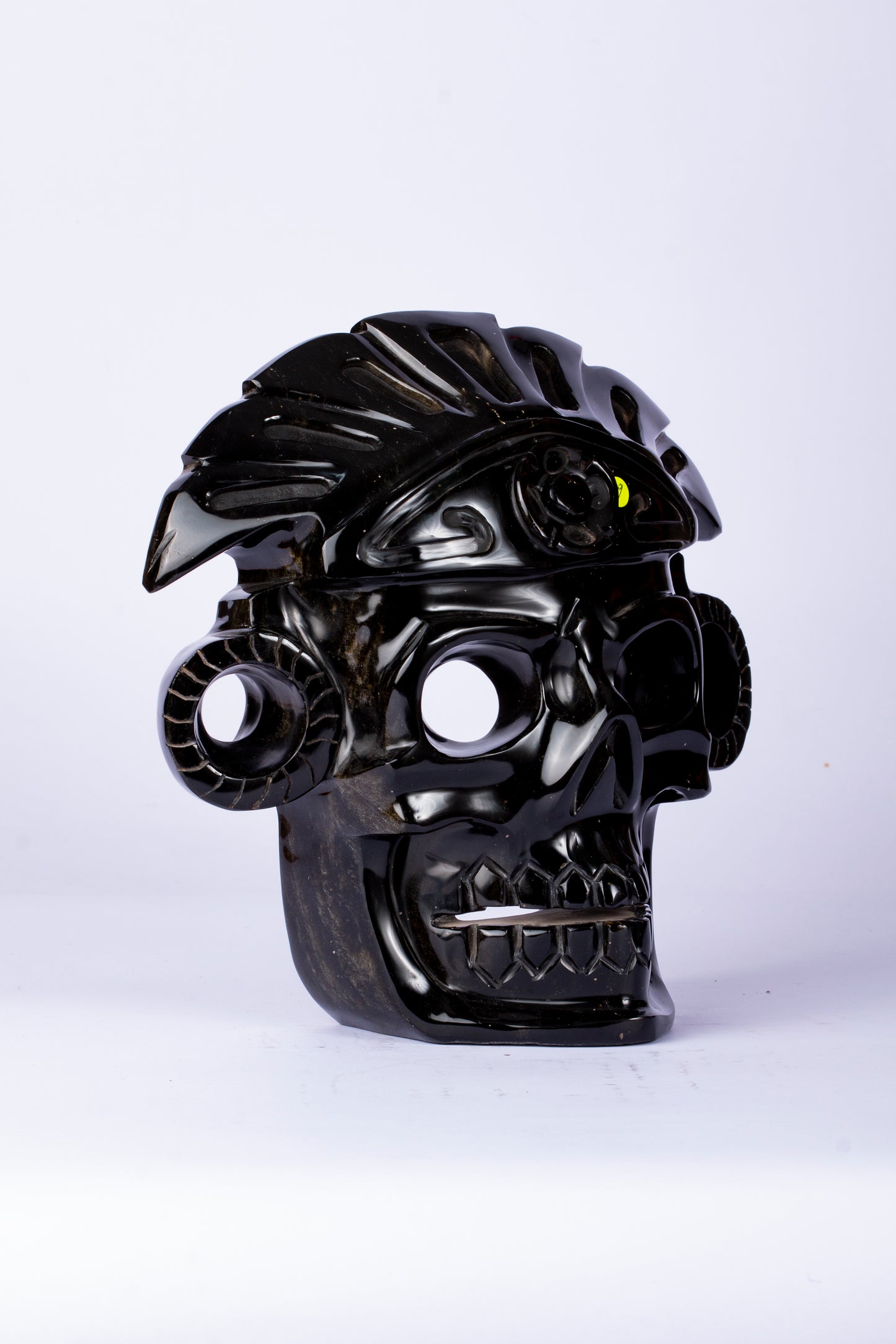 Máscara Cráneo Guerrero – Obsidiana Negra Pulida