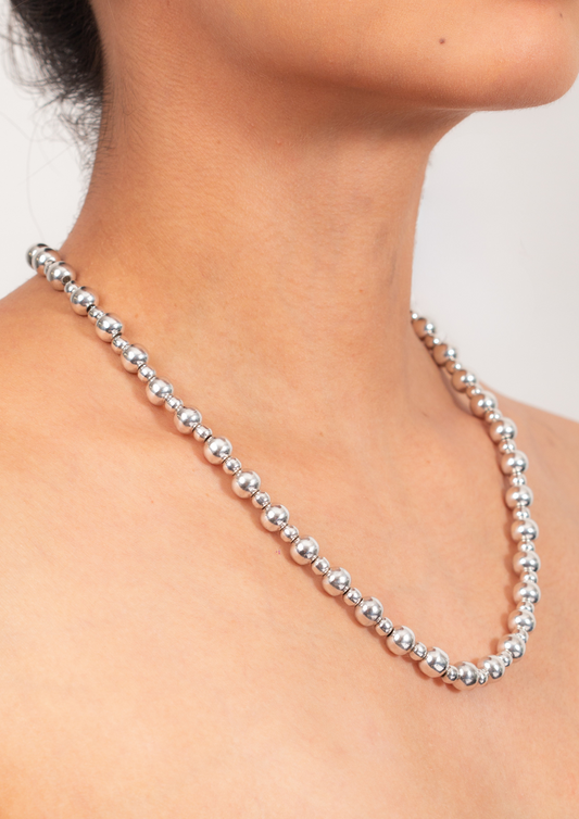 Collar de Plata 925 con Esferas Alternadas de Dos Tamaños