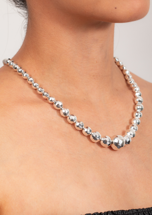Collar de Plata 925 con Esferas Facetadas en Degradado