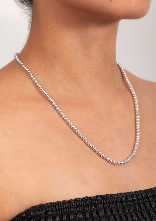 Collar de Plata 925 – Línea de Esferas Pulidas