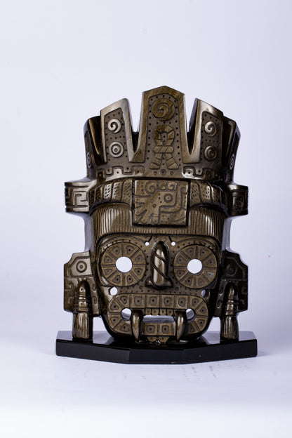 Máscara de Tezcatlipoca tallada en Obsidiana Dorada