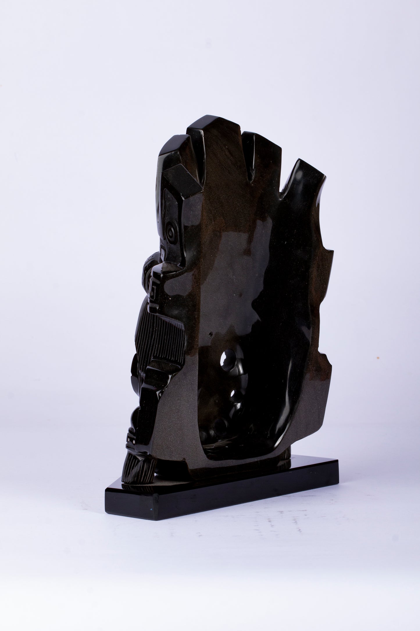Máscara de Tezcatlipoca tallada en Obsidiana Dorada