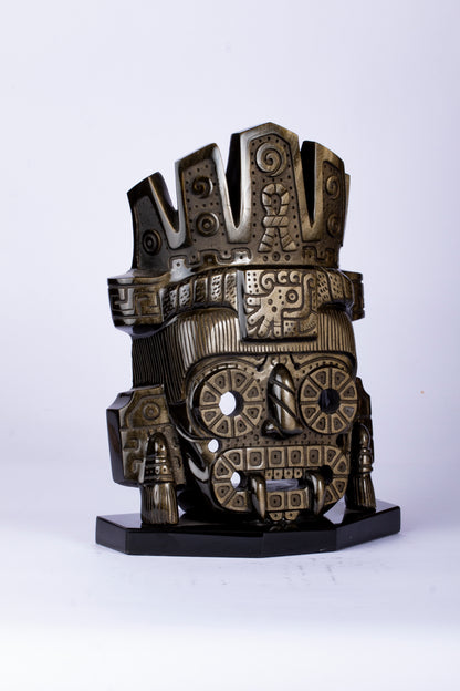 Máscara de Tezcatlipoca tallada en Obsidiana Dorada