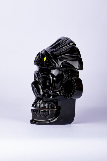 Máscara Cráneo Guerrero – Obsidiana Negra Pulida