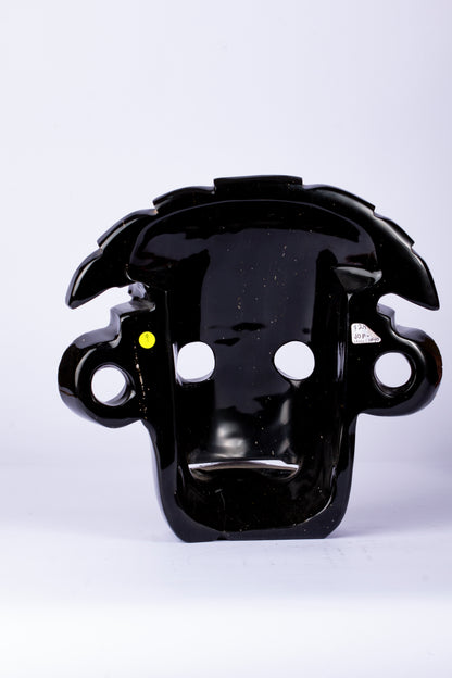 Máscara Cráneo Guerrero – Obsidiana Negra Pulida
